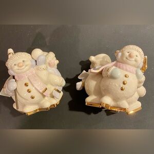 LENOX Snowlight Skating-By-Candlelight Candlestick Pair